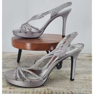 The Touch of Nina Heels Size 8M Silver Rhinestone Slingback Dress heels  wedding